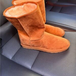 Womens Cognac Suedelike Winter Boots  Size 11 Like New